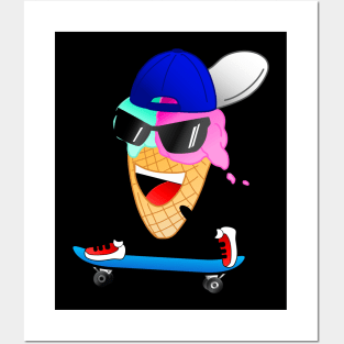 Funny Skater Ice Cream Posters and Art